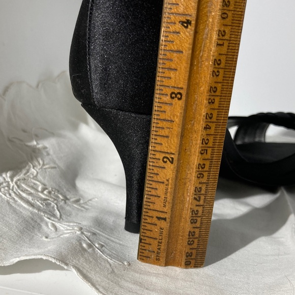 Nina, Black Luster Satin, Size 9M, Open Toe shoes. Original box and storage bag. - Picture 7 of 8